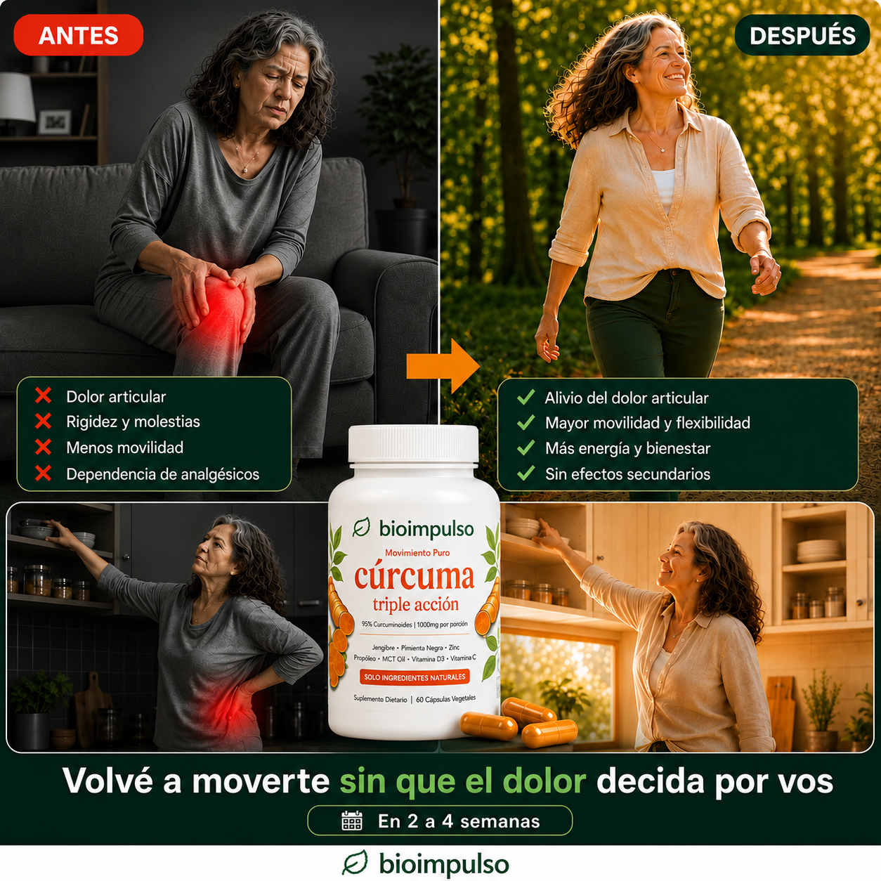 BioImpulso - Cápsulas de Triple Acción Antiinflamatoria